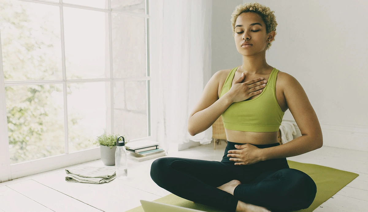 Woman practicing breathwork