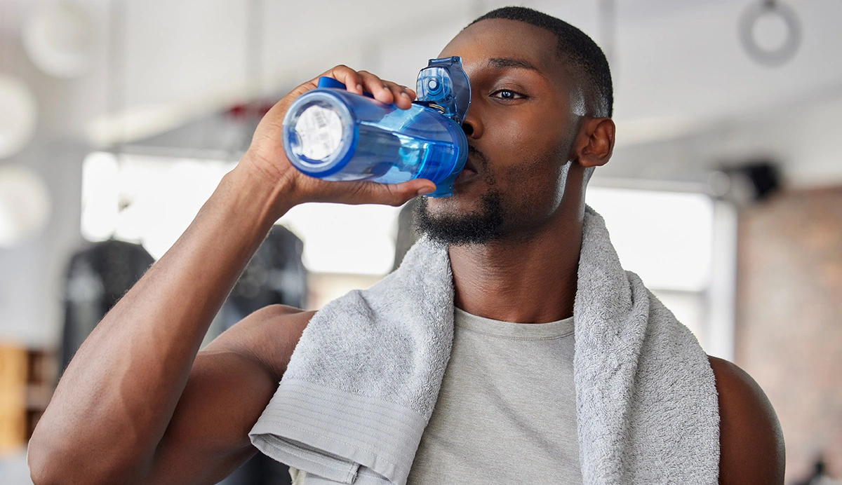 Man drinking water bottle
